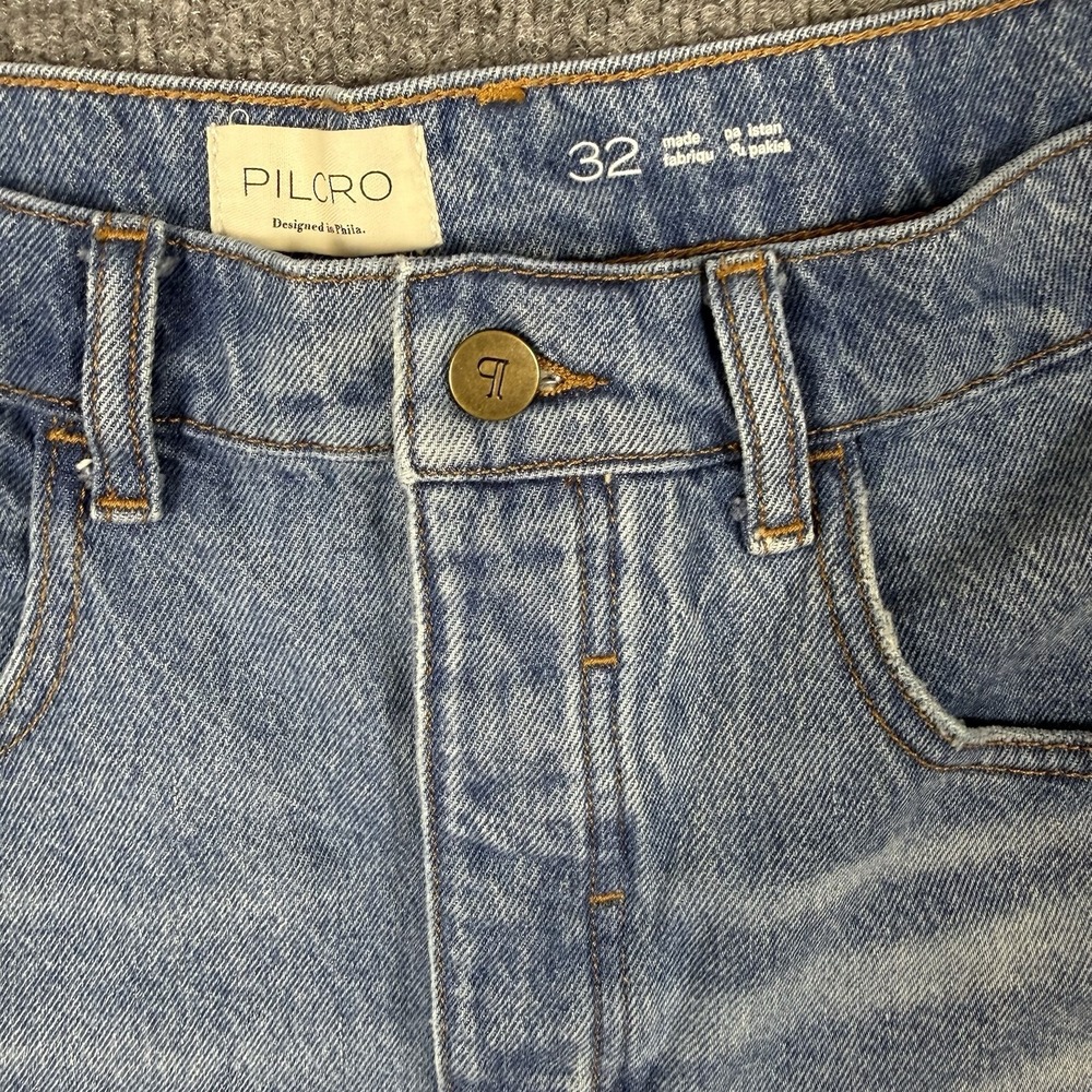 Pilcro Anthropologie Denim Blue Jean Shorts Womens 32 Button Closure Fray Hem - Picture 2 of 8